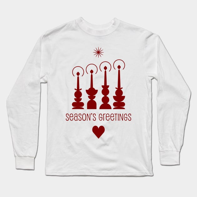 Traditional Christmas candlelights Finnish  retro style , the star, season’s Greetings. Long Sleeve T-Shirt by marina63